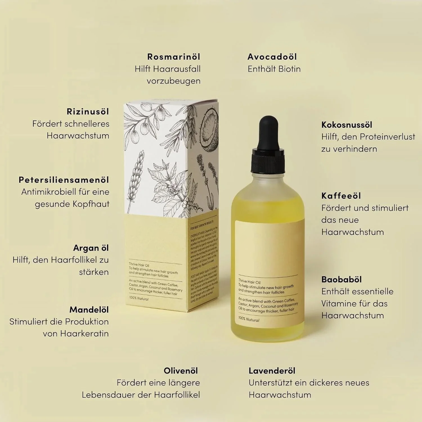 Vegan natürliches Haarwachstumsöl