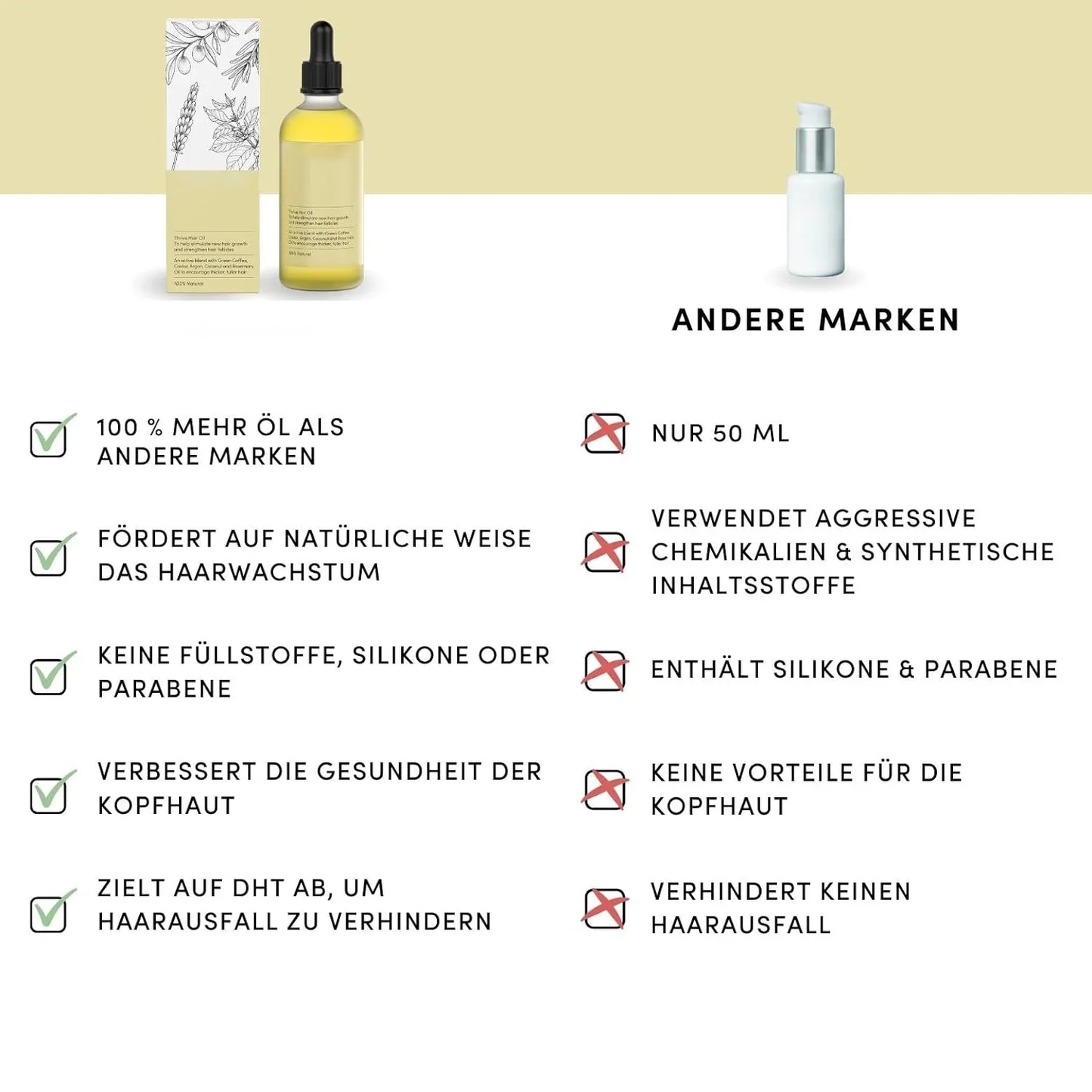 Vegan natürliches Haarwachstumsöl